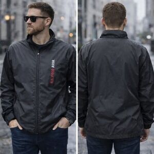 U.S. Polo Assn Black Windbreaker Jacket Men XL Lightweight Full Zip Outdoor
